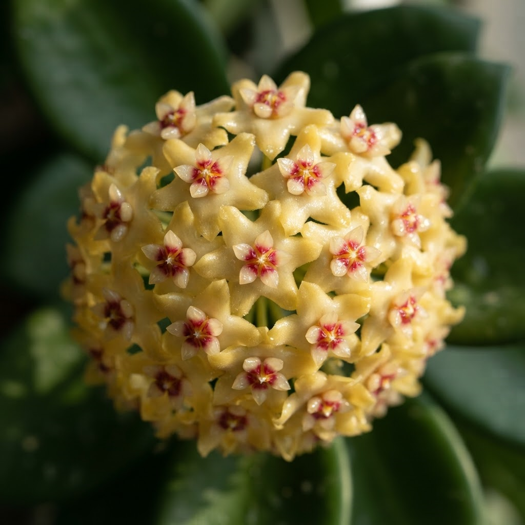 Muda de Flor de Cera Amarela Hoya Ruthie - Folhas Grandes e Floração Exótica - Imagem 7