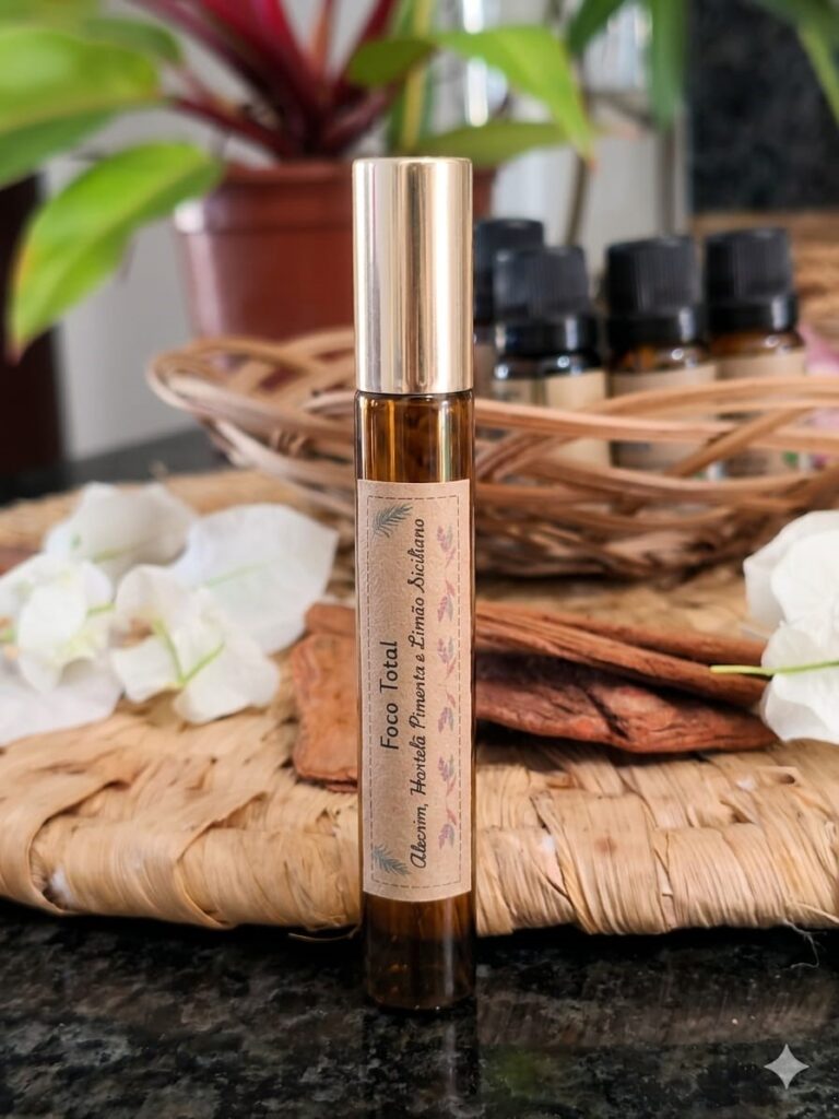Aromaterapia Blend de Óleos Essenciais Foco Total Melhora Produtividade Auxilio Estudos