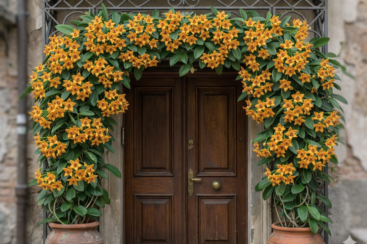 Muda GRANDE de Flor de Cera Amarela Hoya Ruthie - Folhas Grandes e Floração Exótica - Imagem 3