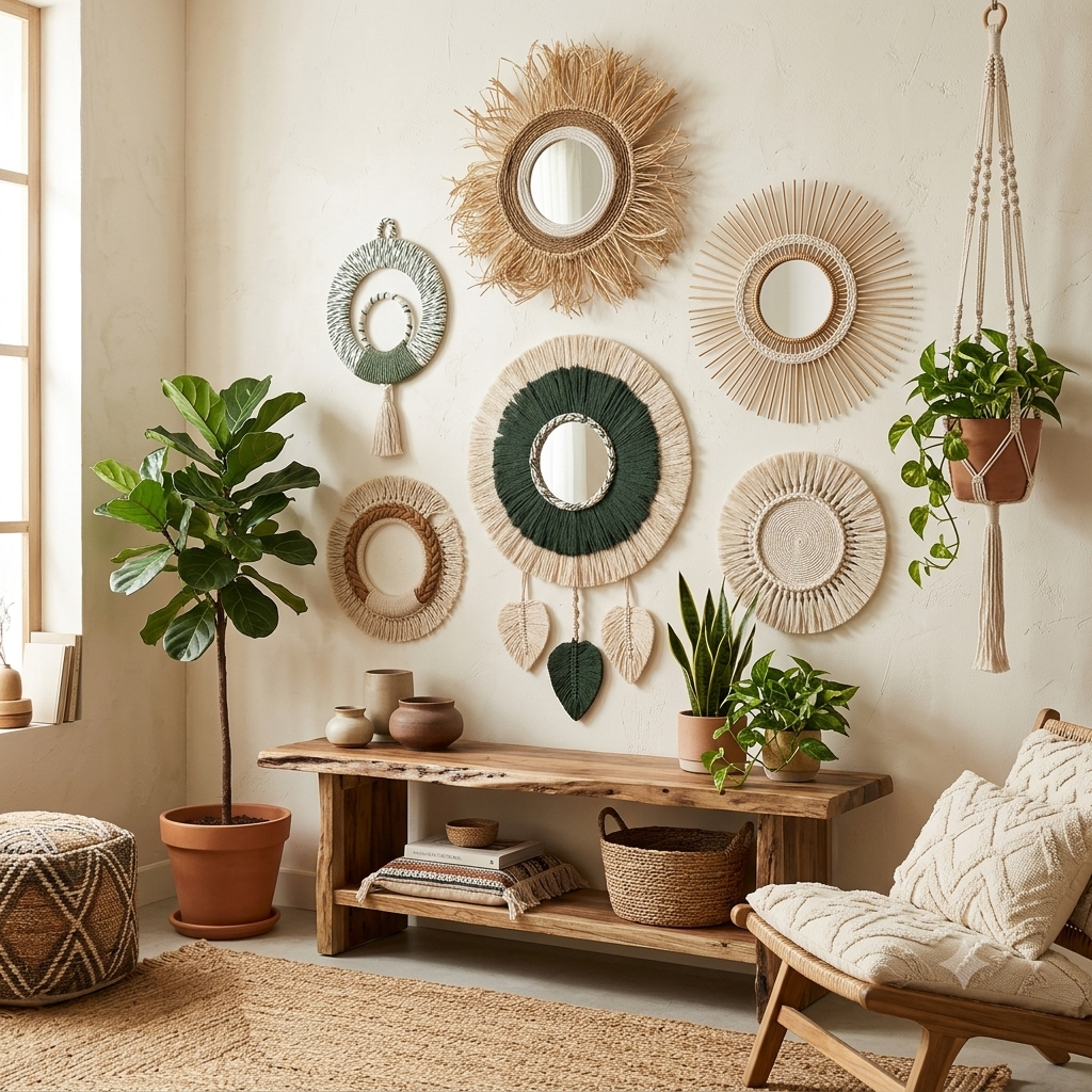 Composição de parede em Macrame
