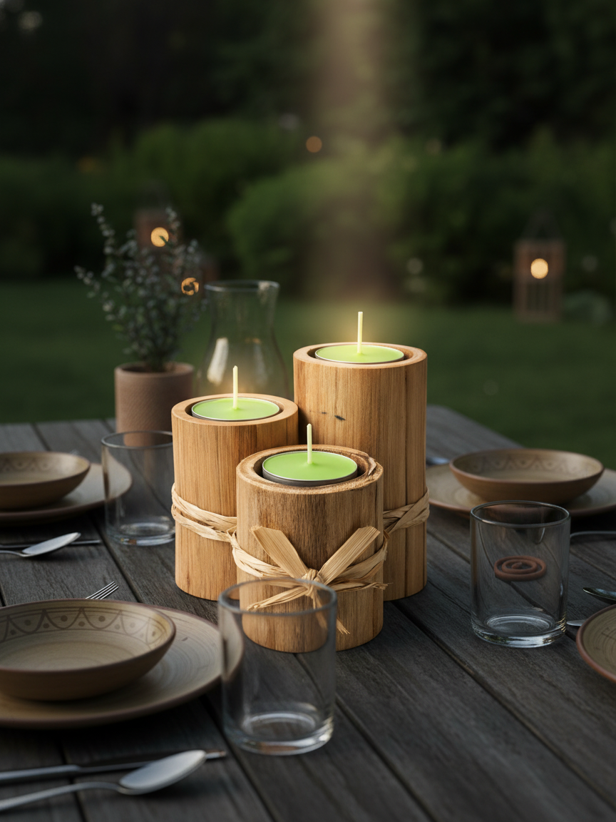 Kit 3 Velas Artesanais Repelentes em Porta-Vela de Madeira Natural Decoração e Bem-Estar - Imagem 6