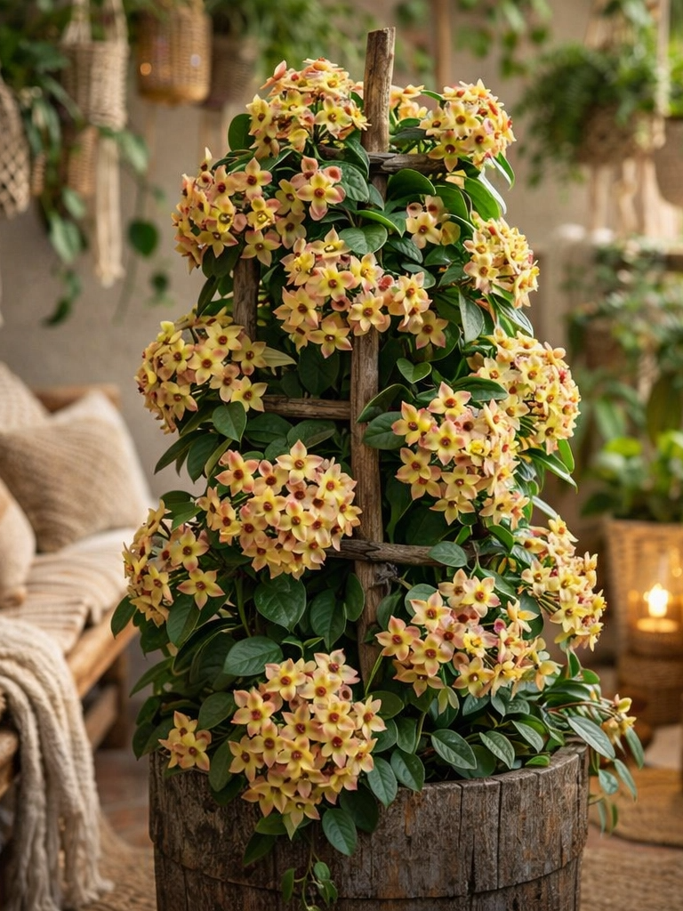 Muda de Flor de Cera Amarela Hoya Ruthie - Folhas Grandes e Floração Exótica - Imagem 8